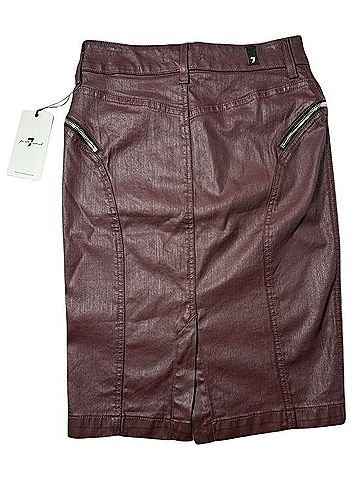 7 For All Mankind Coated Sheen Denim Pencil Skirt Faux Leather Skirt (view 2)
