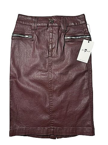 7 For All Mankind Coated Sheen Denim Pencil Skirt Faux Leather Skirt (view 1)