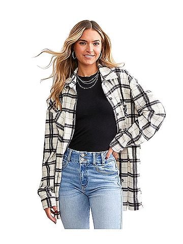 BKE Velvet Boyfriend Flannel Long Sleeve Button-Down Shirt (view 1)