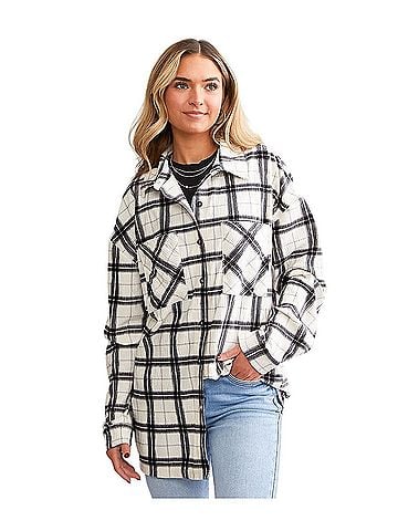 BKE Velvet Boyfriend Flannel Long Sleeve Button-Down Shirt (view 2)