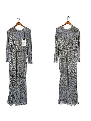 Mac Duggal Beaded Long Sleeve Tulle Column Gown Cocktail Dress (view 2)