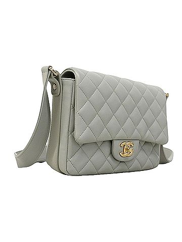 Chanel Chanel Matelassé Lambskin Shoulder Bag, Grey Champagne, Women's, P3440204 (view 2)