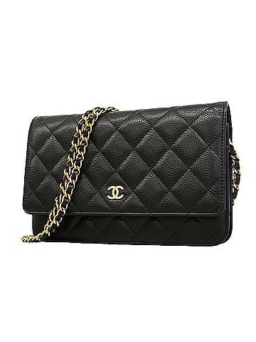 Chanel Chanel Matelassé Chain Shoulder Wallet, Caviar Leather, Black, Women's, P3433091 (view 1)