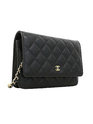 Chanel Chanel Matelassé Chain Shoulder Wallet, Caviar Leather, Black, Women's, P3433091 (view 2)