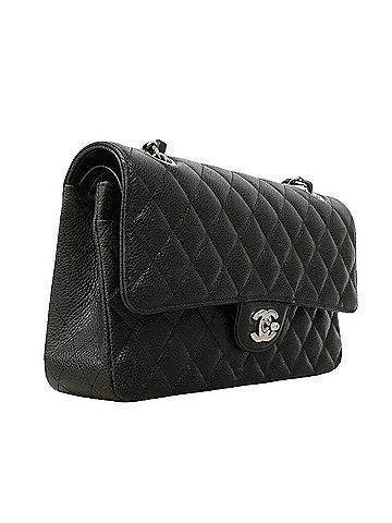 Chanel Chanel Matelassé Shoulder Bag, Double Flap, Chain, Caviar Leather, Black, Women's, OP019458 (view 2)