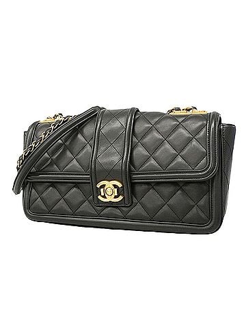 Chanel Chanel Matelassé Shoulder Bag with Double Chain, Lambskin, Black, Women's OP018543 (view 1)