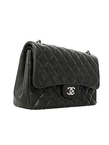 Chanel Chanel Shoulder Bag, Large Matelassé, Double Flap, Chain, Lambskin, Black, Women's, OP015300 (view 2)
