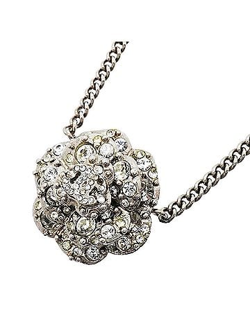 Chanel Chanel Necklace, Coco Mark, Camellia, Metal, Rhinestone, Silver, Women's (view 1)
