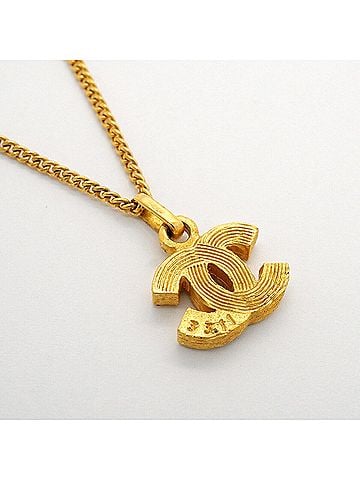 Chanel Chanel Necklace, Coco Mark, GP Plated, Rhinestone, Gold, Women's (view 2)