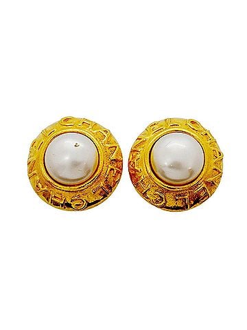 Chanel Chanel Earrings, GP Plated Faux Pearl Gold, Women's (view 1)