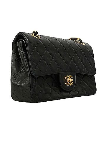 Chanel Chanel Matelassé Shoulder Bag, Double Flap, Chain, Lambskin, Black, Women's (view 2)