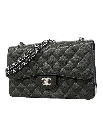 Chanel Chanel Shoulder Bag, Large Matelassé, Double Flap, Chain, Caviar Leather, Black, Women's (view 1)