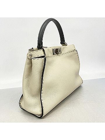 Fendi Fendi Selleria Peekaboo Leather Handbag, Beige, 2-way Bag for Women (view 2)