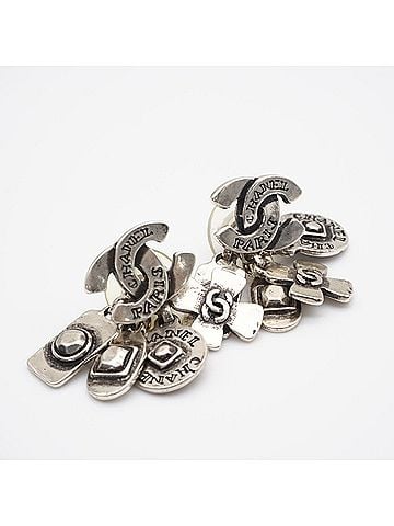 Chanel CHANEL Coco Mark Charm Earrings 99A Silver SP Women's (view 2)