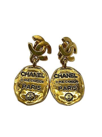 Chanel CHANEL Coco Mark Cambon Plate Earrings, Gold GP, Women's (view 1)