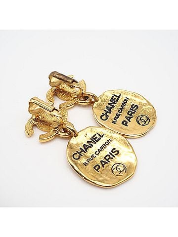 Chanel CHANEL Coco Mark Cambon Plate Earrings, Gold GP, Women's (view 2)