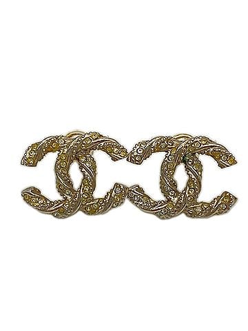 Chanel CHANEL Coco Mark Rhinestone Earrings F15V Silver SP Women's (view 1)