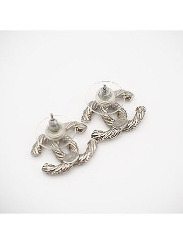 Chanel CHANEL Coco Mark Rhinestone Earrings F15V Silver SP Women's (view 2)