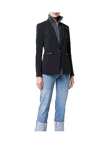 Veronica Beard Schoolboy Scuba Icon Dickey Tailored Navy Blue Blazer (view 2)
