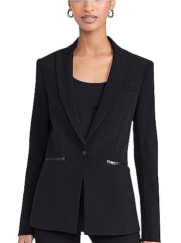 Veronica Beard Schoolboy Scuba Icon Dickey Tailored Navy Blue Blazer (view 1)