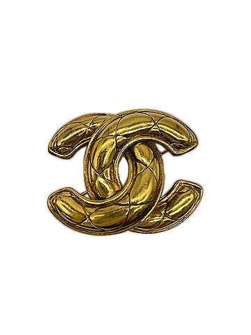 Chanel CHANEL Coco Mark Matelassé 1142 Brooch Gold GP Women's (view 1)