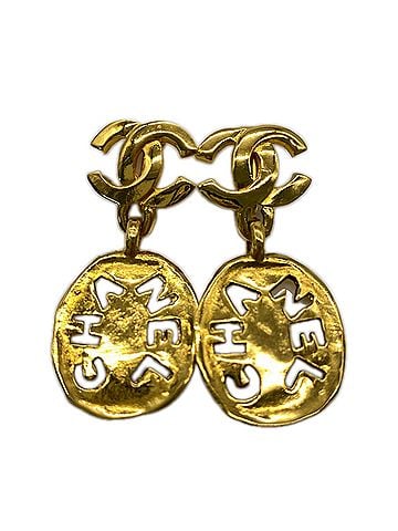 Chanel CHANEL Coco Mark Logo Earrings, Gold GP, Women's (view 1)