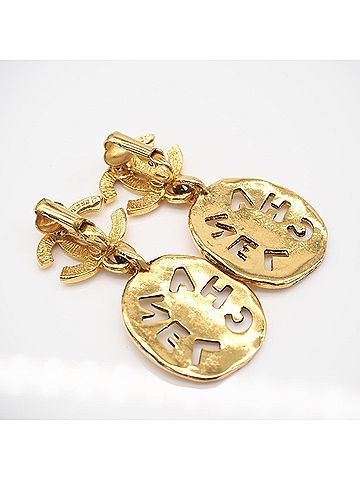 Chanel CHANEL Coco Mark Logo Earrings, Gold GP, Women's (view 2)