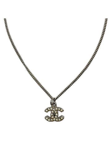 Chanel CHANEL Coco Mark Rhinestone Necklace B11V Silver SP Women's (view 1)