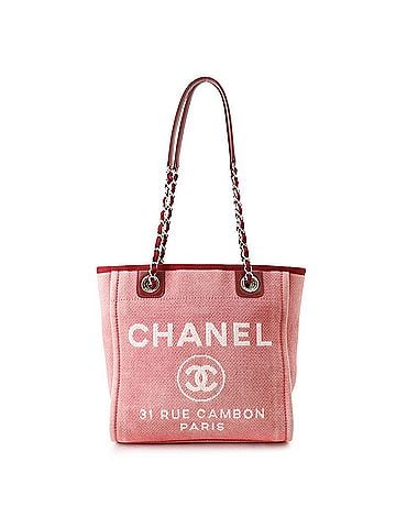 Chanel Chanel Deauville Line Tote PM Coco Mark Canvas Leather A66939 CHANEL Handbag Chain Women's (view 1)
