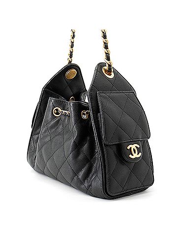 Chanel Chanel Chain Shoulder Bag CHANEL25 Mini Coco Mark Caviar Skin AS5631 CHANEL Black Handbag Women's (view 2)