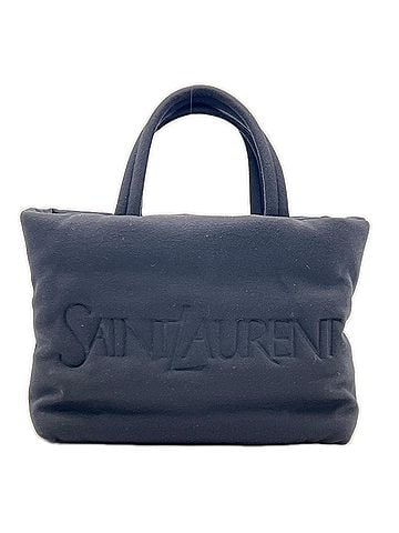 Yves Saint Laurent YVES SAINT LAURENT Cotton Wide Puffer Tote Bag 756269 Handbag Black Women's (view 1)