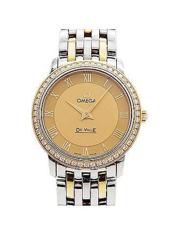 Omega Omega De Ville Prestige Diamond Bezel 413.25.27.60.08.001 Gold Dial Women's Watch (view 1)