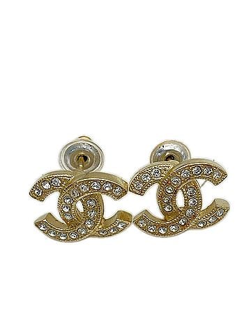 Chanel CHANEL Coco Mark Rhinestone Earrings F17V Gold GP Women's (view 1)
