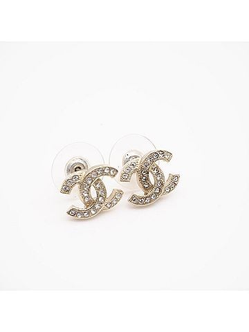 Chanel CHANEL Coco Mark Rhinestone Earrings F17V Gold GP Women's (view 2)