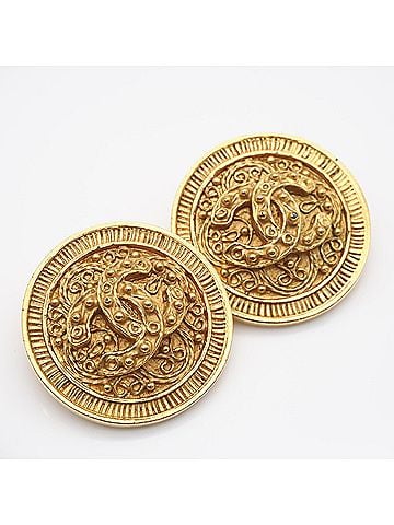 Chanel CHANEL Coco Mark Earrings 94A Gold GP Women's (view 2)