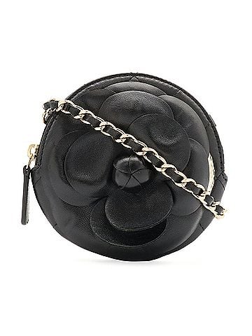Chanel CHANEL Camellia Matelassé Chain Pochette Shoulder Bag, Lambskin Leather, Black AP2121 (view 2)