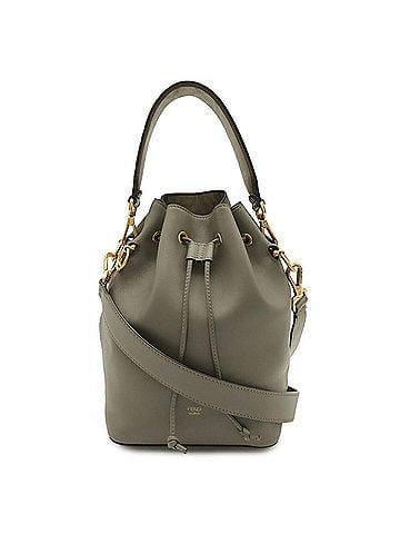 Fendi FENDI Montresor FF Zucca Bucket Bag Shoulder Handbag Leather Gray Brown 8BT298 (view 1)