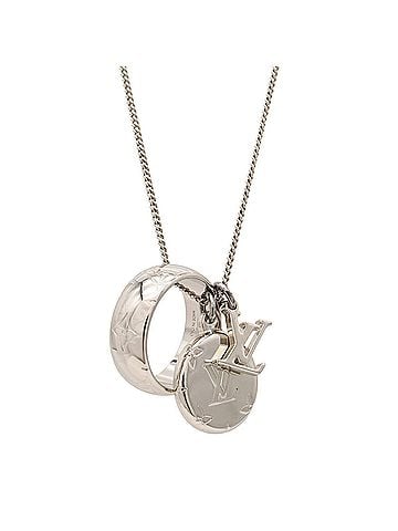 Louis Vuitton LOUIS VUITTON Louis Vuitton Monogram Ring Necklace Pendant Charm Metal Silver M Size M62485 (view 1)