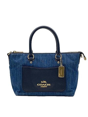 Coach COACH Denim Canvas Pebbled Leather Mini Emma Satchel F44719 Handbag Blue Women's (view 1)