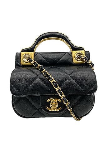 Chanel CHANEL Matelassé Mini Chain Wallet AP2271 Shoulder Bag, Black Lambskin, Women's (view 1)