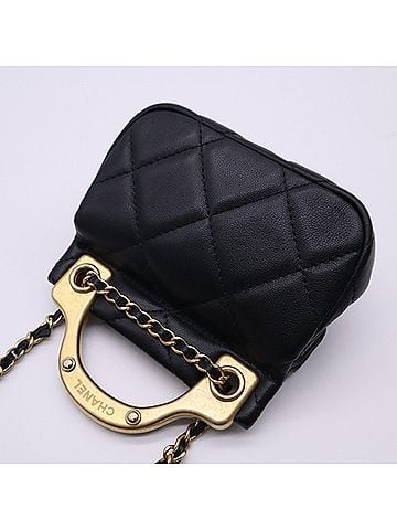 Chanel CHANEL Matelassé Mini Chain Wallet AP2271 Shoulder Bag, Black Lambskin, Women's (view 2)