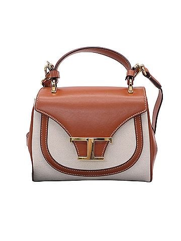 Tod's Tod's TOD’S T-Timeless Top Handle Bag Shoulder Brown Beige Canvas Leather Women’s (view 1)
