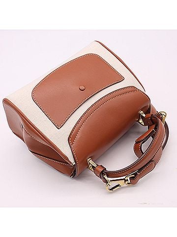 Tod's Tod's TOD’S T-Timeless Top Handle Bag Shoulder Brown Beige Canvas Leather Women’s (view 2)