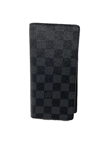 Louis Vuitton LOUIS VUITTON Damier Graphite Portefeuille Brazza N62665 Long Wallet Black Gray Leather Men's (view 1)