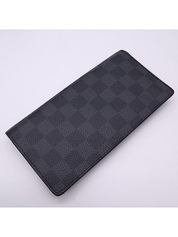 Louis Vuitton LOUIS VUITTON Damier Graphite Portefeuille Brazza N62665 Long Wallet Black Gray Leather Men's (view 2)