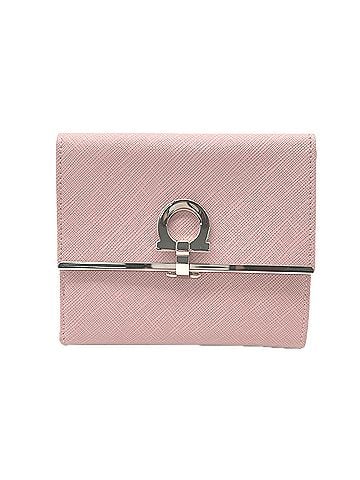 Salvatore Ferragamo Salvatore Ferragamo Gancini Bar Compact Wallet 22-4639 Bi-fold Pink Calf Leather Women's (view 1)