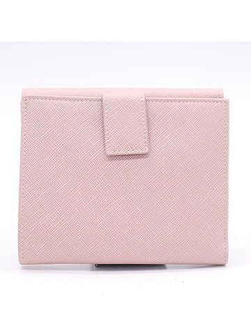 Salvatore Ferragamo Salvatore Ferragamo Gancini Bar Compact Wallet 22-4639 Bi-fold Pink Calf Leather Women's (view 2)