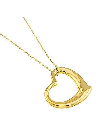 Tiffany & Co. Tiffany &amp; Co. Heart Necklace, 27.5mm wide, 45cm length, 18K YG Yellow Gold 750 Open Necklace (view 2)
