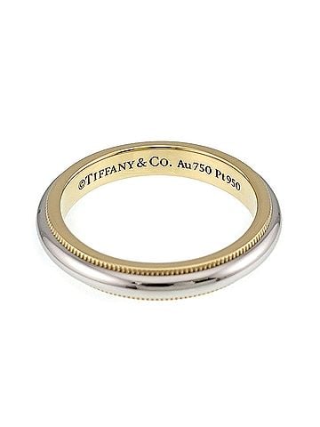 Tiffany & Co. Tiffany &amp; Co. Milgrain Band Ring, Platinum (Pt), 18K Yellow Gold (YG) 750, Together. (view 2)