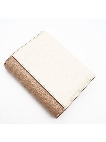 Burberry BURBERRY TB Compact Wallet, Camel, Beige, Warm Tan, 8059623, Tri-fold Cream Calf Leather, Women's (view 2)